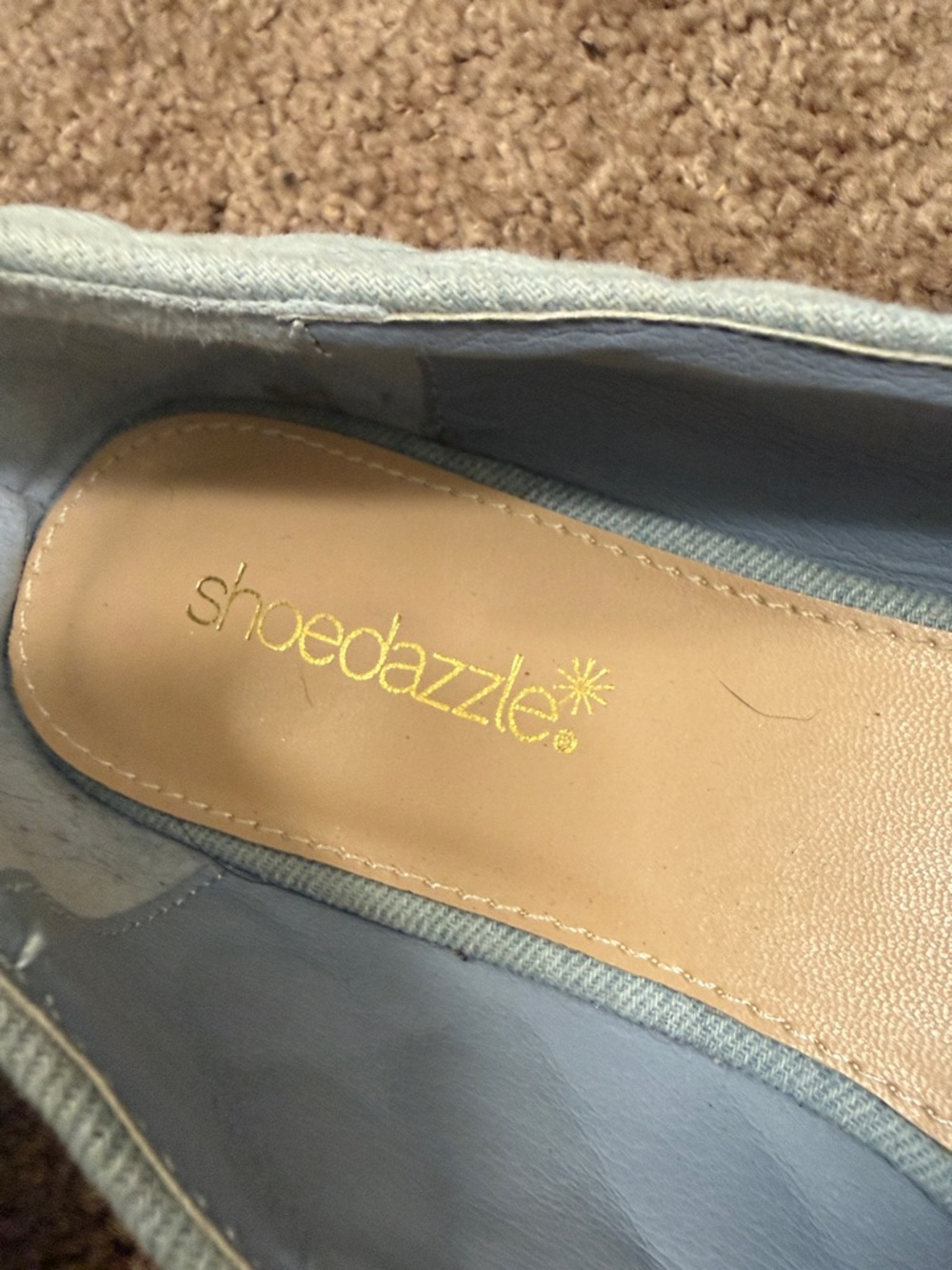 Shoe Dazzle Quilted Pale Blue Slip-On Loafers - Picture 3 of 7